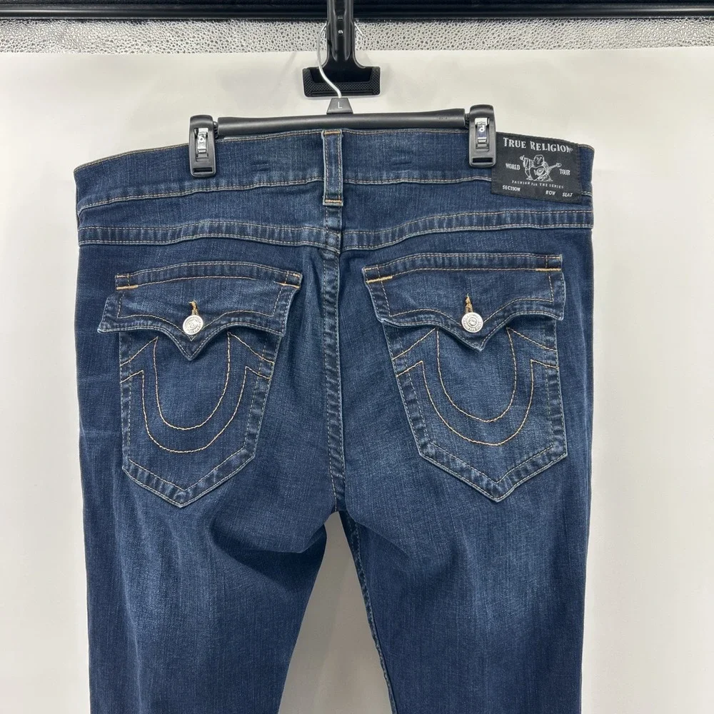 True Religion Ricky Jeans Men's 42 Blue Relaxed Straight Outdoors Casual Logo